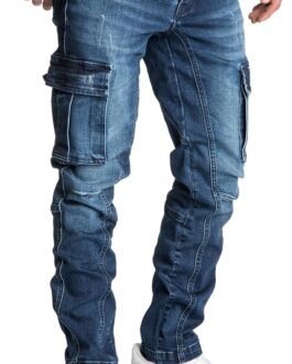 REPUBLIX Men’s Cargo Jeans, Regular, Slim, Denim Trousers, Destroyed, R7977