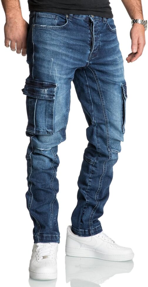 REPUBLIX Men's Cargo Jeans, Regular, Slim, Denim Trousers, Destroyed, R7977 – Bild 2