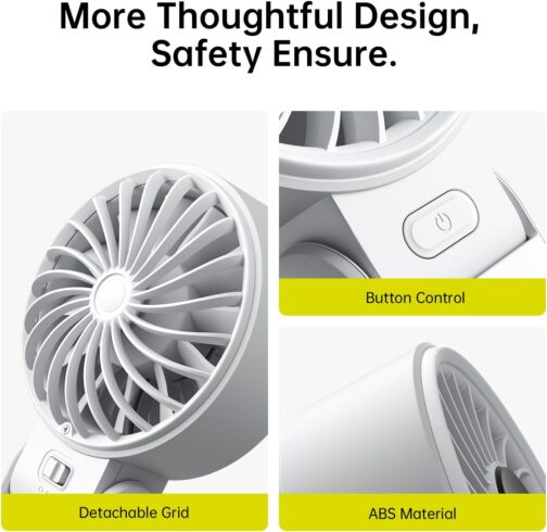 JISULIFE Life7 Handheld Fan, Powerful Portable Fan with LED Display, 19.5 Hours Maximum, 5000 mAh, 3-in-1 Hand/Desk/Neck Fan, Mini Fan for Travel (Grey) – Bild 9