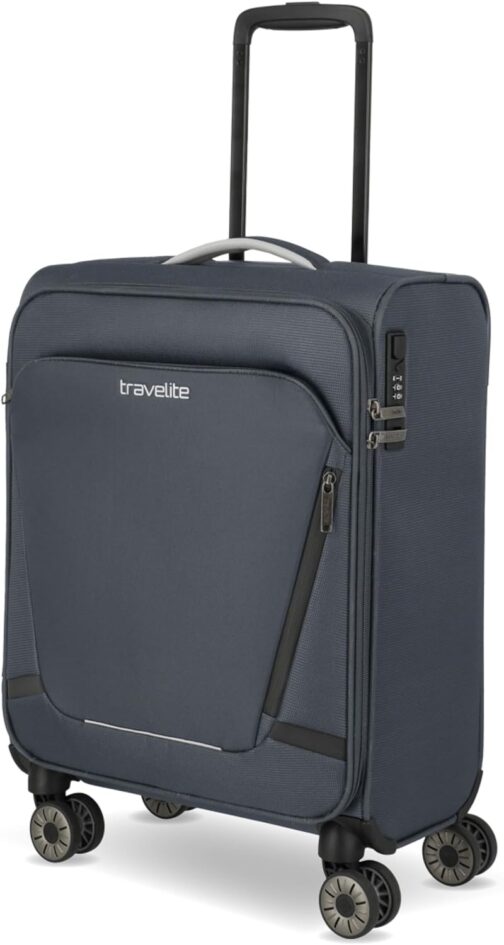 Travelite Hand Luggage Suitcase with 4 Wheels, Anthracite (grey), On-board trolley with 4 wheels