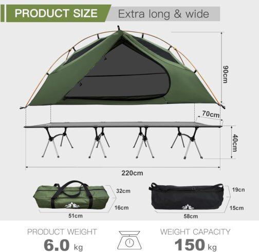 Night Cat Children's Bed Tent with Camping Bed for 1 Man Foldable Waterproof Lightweight Tent Off the Ground Easy Assembly and Portable for Hiking Travel – Bild 5