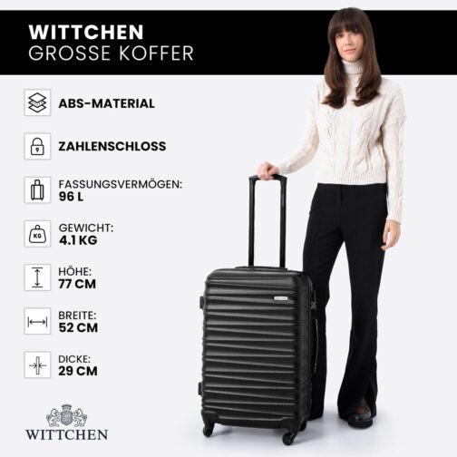 Wittchen Travel Suitcase, Hand Luggage, Cabin Luggage, Rolling Suitcase, Hard Shell, black – Bild 9