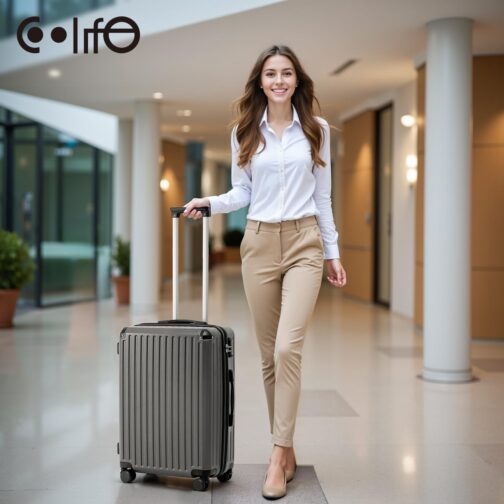 COOLIFE Suitcase Trolley Suitcase Hard Shell Suitcase Rolling Suitcase Travel Suitcase ABS Material with TSA Lock Telescopic Handle and 4 Twin Wheels, White, Hard shell suitcase travel suitcase hand – Bild 7