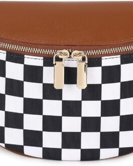 uniosul Women’s Shoulder Bag, Wide Strap, Bum Bag, Stylish Checkered Crossbody Bag, Small Shoulder Bag for Festival Travel