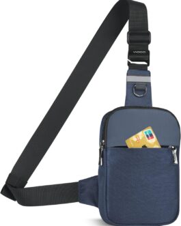 BROADREAM Sling Chest Crossbody Bag, Waterproof Shoulder Bag, Chest Bag, Shoulder Bag, Men and Women, Mobile Phone Case with RFID Blocking Zip Pocket, Suitable for Outdoor Sports and Hiking, A-Blue,