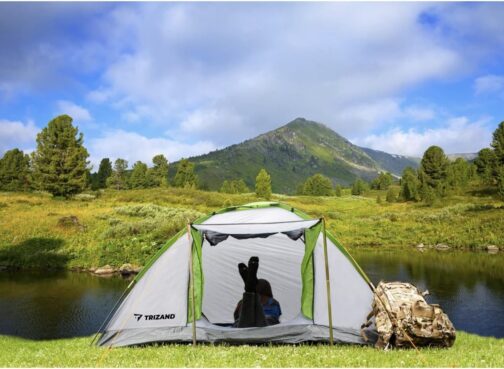 TRIZAND Camping Tent 200 × 200 cm Montana Tent 4 People - Waterproof 1000 mm, Canopy, Mosquito Net, Lightweight 2.5 kg, Ventilation, Families - Group Tent 23481 – Bild 3