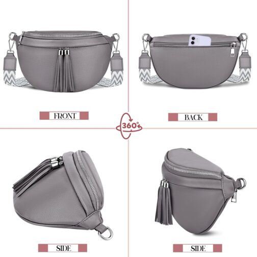 LUROON Mini Shoulder Bag Women's Elegant Bum Bag Stylish Chest Bag Crossbody Bag Women's Wide Strap PU Leather Crossbody Shoulder Bag 26 x 15 x 9 cm – Bild 5
