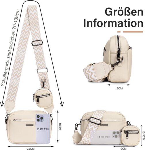 GASSDA Women's PU Leather Crossbody Bag Handbag Women's Small Bags with Removable Shoulder Strap – Bild 3