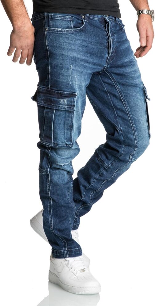 REPUBLIX Men's Cargo Jeans, Regular, Slim, Denim Trousers, Destroyed, R7977 – Bild 3