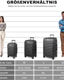 MoFut Large Suitcase, Travel Suitcase, Hard-Shell Suitcase, Trolley Suitcase with Wheels, with Password Lock, Suitcase with Telescopic Handle, darkgray