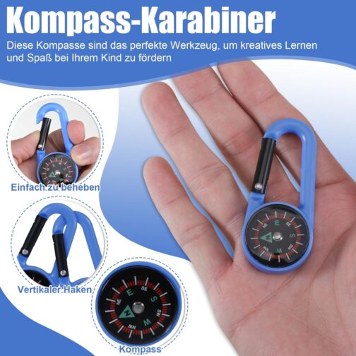 kodivenj Pack of 18 Compass with Carabiner Hook, Mini Compass Keychain, Multifunctional Portable for Outdoor Hiking Camping – Bild 3