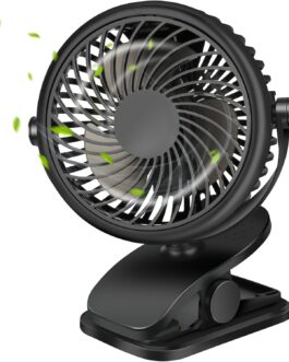 GMGXX USB Fan, Portable 4800 mAh Battery Fan, Mini Fan with Clip & 3 Speeds, 720° Rotating Fan, Quiet for Bedroom, Office, Car, Camping, Pushchair