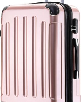 BEIBYE Hard Shell Suitcase, Trolley Suitcase, 4 Twin Wheels, Polycarbonate, Pink-gold
