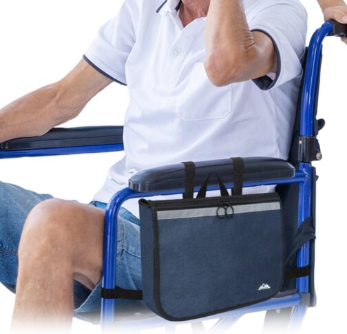 supregear Wheelchair Side Bag - For Seniors and Adults Multifunctional Storage Rollators Walking Aids Electric Wheelchairs Knee Scooter, Portable Travel Bag, Dark Blue