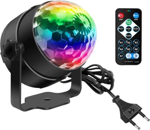 Disco Ball, SEBRUANC Disco Lights LED Music Controlled DJ Party Light 360° Rotating Ball Lights 3W RGB Stage Lights with Remote Control for Home Birthday KTV Christmas 1 Piece