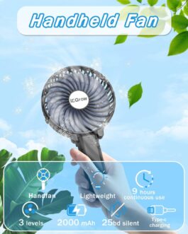 iEGrow Mini Handheld Battery Fan, black, HF308