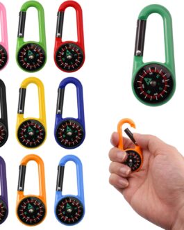 Pack of 10 Carabiner Hooks, Mini Compass, Colourful Carabiner Compass, Mini Compass, Compass, Outdoor Children’s Pendant, Multifunctional Portable Compass, Small for Outdoor Hiking Camping