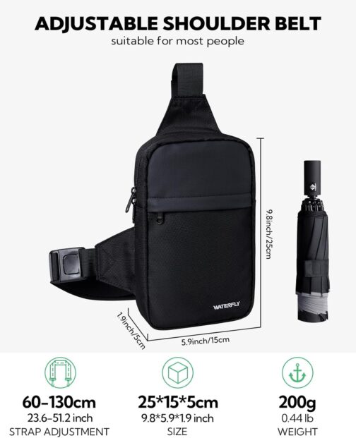 WATERFLY Shoulder Bag Crossbody Chest Bag Shoulder Bag: Sling Bag Men's Small Handbag Crossover Crossbag Shoulder Men Mobile Phone Belly Sports Hiking – Bild 2