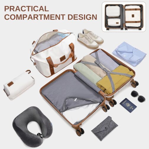Kono Suitcase Set, ABS Hard Shell Hard Case Trolley with TSA Lock, Travel Suitcase, cream white – Bild 4