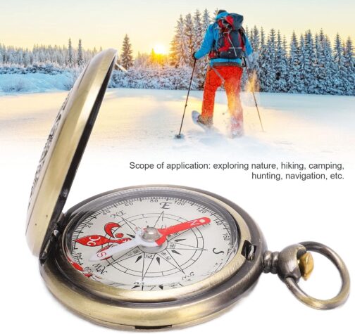 Hiking Compass, Durable, Shockproof, Waterproof, Hollow Camping Survival Tool Made of Brass for Outdoor Navigation – Bild 2