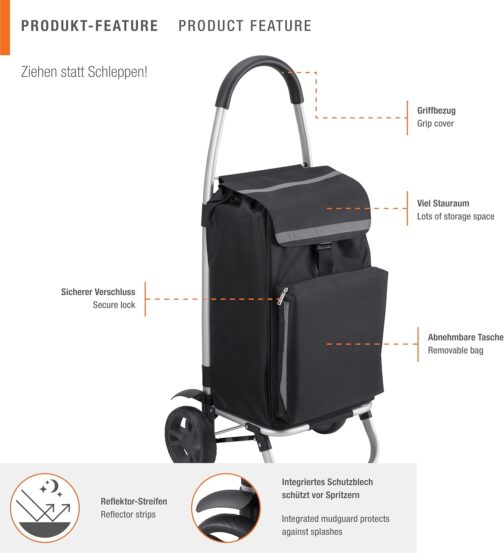 Meister Folding Shopping Trolley with Cool Compartment with Removable Rainproof Bag with Capacity of 54 L, 6816800 – Bild 7