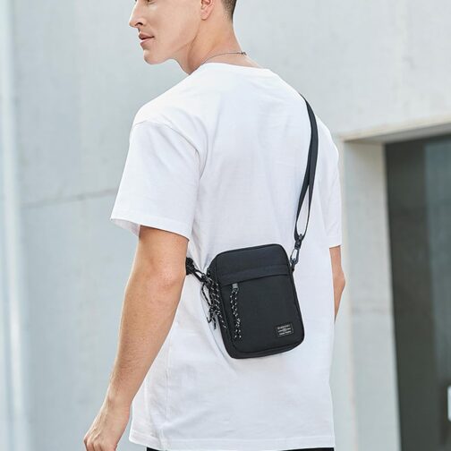 Mobile Phone Shoulder Bag Small Men's Bag for Hanging Small Waterproof Zip Mobile Phone Shoulder Bag Holster Men's Mobile Phone Case with Shoulder Strap Mobile Phone Wallet Purse Handbag – Bild 6