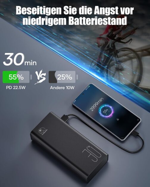 Power Bank 30,000 mAh: PD 22.5 W Quick Charge External Battery with Torch, Large Capacity and 3 Outputs and 2 Input Radio with – Bild 4