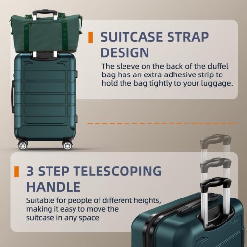 SHOWKOO Suitcase Set Hard Shell Lightweight PC + ABS Expandable Durable Trolley Travel Suitcase Hand Luggage Sets with 4 Wheels and TSA Lock, Army Green, Luggage set 5 pieces – Bild 4
