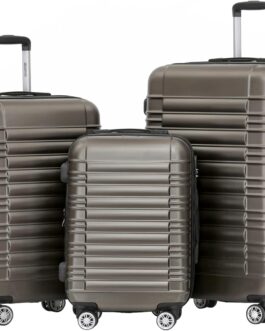 BEIBYE Hard Shell Suitcase, Trolley Suitcase, Travel Suitcase, Twin Wheels Suitcase Set, coffee