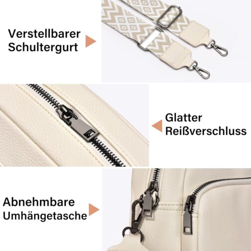 GASSDA Crossbody Bag Women's Small Shoulder Bag Women's PU Leather Handbag Women's Small Bags with Removable Shoulder Strap, beige, Fashionable – Bild 4