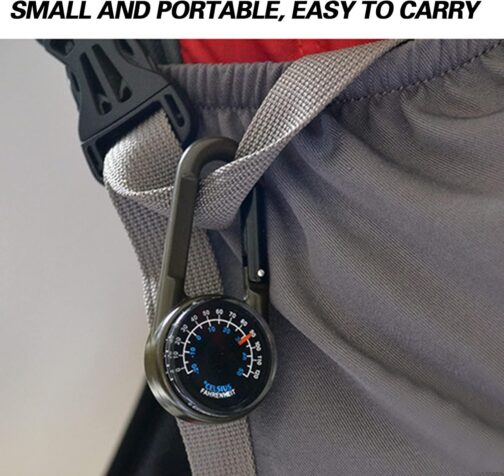 Compass with Carabiner Hook + Thermometer, Multifunctional Portable Metal Carabiner for Camping, Hiking, Travel, 3-in-1 Compass – Bild 5