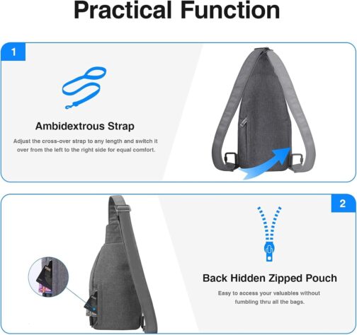 WATERFLY Anti-Theft Sling Bag for Men and Women, Chest Bag, Hippie Crossbody Bag, Multipurpose Daypack – Bild 4