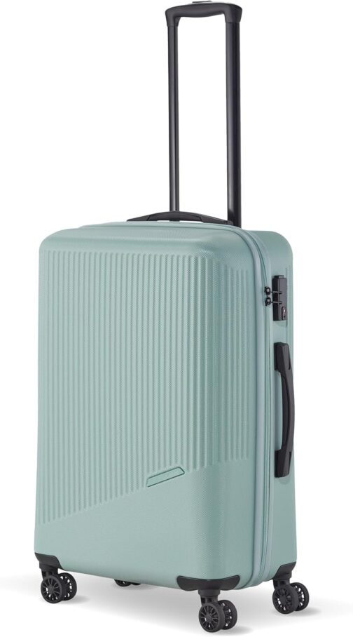 Travelite 4-Wheel Suitcase Set, 3 Pieces, Sizes S/M/L, Luggage Bali Series, ABS Hard Shell Trolleys, mint