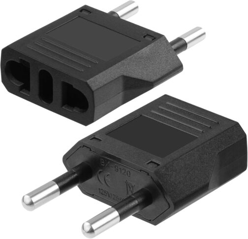 AXFEE Travel Adaptor US to EU, Pack of 2 US to EU Adapter, EU Plug Adapter Socket, Adapter USA Germany Plug, Universal Adapter from USA to EU Germany France Italy Spain
