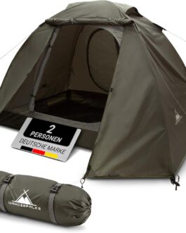 WANDERFALKE® Zelt 2-4 Personen wasserdicht 4.000mm, Ultraleicht & kleines Packmaß, Campingzelt mit Vorzelt, Familienzelt, Outdoor Zelte für Camping, Reise, Angeln, für warme & kalte Tage