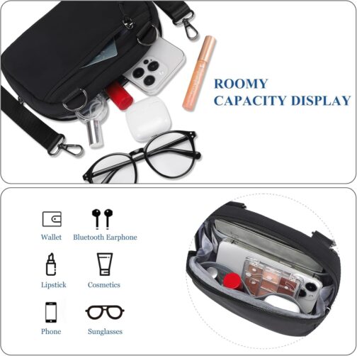 MAXTOP Small Crossbody Bag Women's Shoulder Bag with Removable Strap Cross Body Bag Sling Cell Phone Purse for Travel Essentials, black – Bild 3