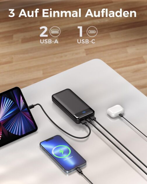 Enerwow Power Bank 27000 mAh, PD 30 W Power Bank Quick Charge, USB C Portable Charger with LED Display, External Battery with iPhone 15 14 Pro Max and Smartphone – Bild 7