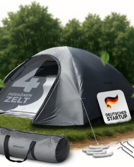 MONTARAY Tent for 2 & 4 People, Double-Walled Camping Tent with Mosquito Protection, Quick Assembly, Waterproof, Windproof & Breathable, Lightweight, Foldable with Carry Bag, Ideal for Camping