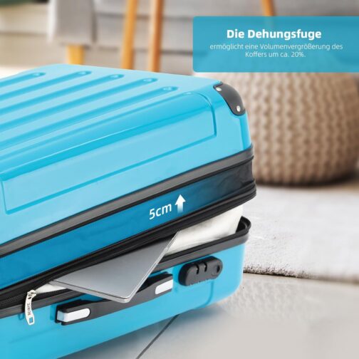 Beibye 2048 Hard Shell Trolley Suitcase with Twin Rollers in a Set with Sizes M, L, XL, Available in 15 Colours PC, turquoise – Bild 3