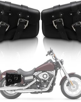 WODHMIEY Motorcycle Side Saddle Bag Large PU Leather Saddle Bag Water Resistant Vintage Style Motorcycle Side Bag For Most Motorcycles