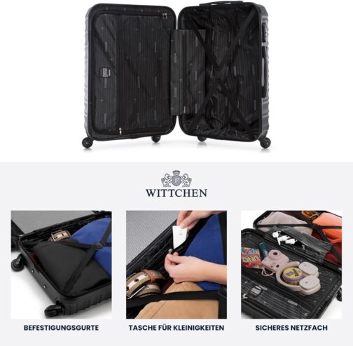Wittchen Travel Suitcase, Hand Luggage, Cabin Luggage, Rolling Suitcase, Hard Shell, black – Bild 6