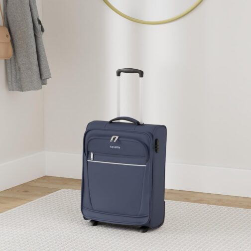 travelite 2-wheel hand luggage suitcase with lock meets IATA cabin luggage dimensions, luggage series cabin: Compact Soft Luggage Trolley, 090237, 52 cm 39 Litres, Navy (Blue), 52 cm – Bild 2