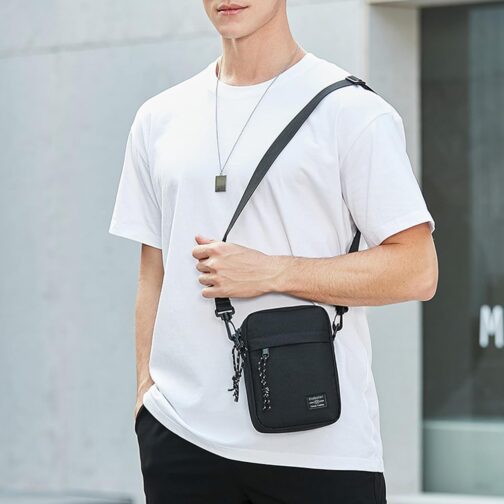 Mobile Phone Shoulder Bag Small Men's Bag for Hanging Small Waterproof Zip Mobile Phone Shoulder Bag Holster Men's Mobile Phone Case with Shoulder Strap Mobile Phone Wallet Purse Handbag – Bild 6