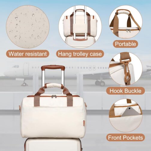 KONO Suitcase Trolley Hand Luggage Set 2/4 Piece Luggage Sets, cream white, carry-on luggage – Bild 3
