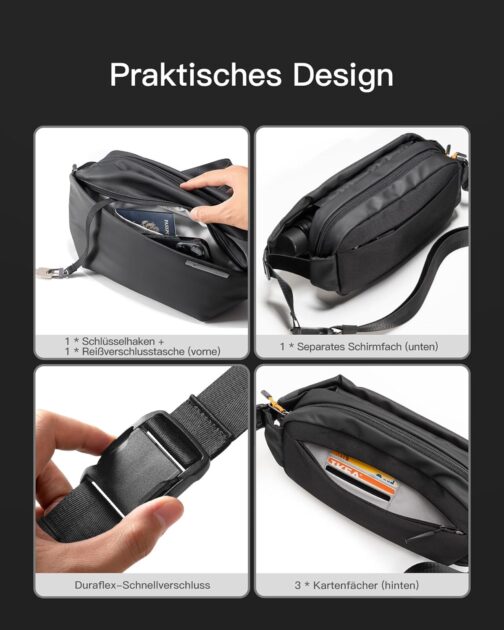 Inateck Sling Bag, Stilvolle Umhängetasche mit verstellbarem Schultergurt, wasserabweisende Umhängetasche für Damen und Herren – Bild 3