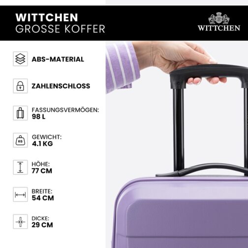 WITTCHEN Comodo Line Suitcase Hand Luggage Set ABS Telescopic Handle TSA Lock 4 Double Wheels – Bild 7