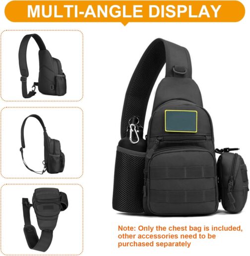 HUNTVP Chest Bag Men's Military Sling Bag Men's Tactical Crossbody Bag Shoulder Bag Molle Shoulder Bag Mini Single Strap Backpack for Travel Hiking Camping – Bild 5