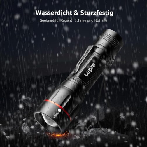 Lepro LED Torch, LE2050 Extremely Bright Mini Torches with Clip, Zoomable Camping Battery Operated Torch with 5 Modes, Waterproof Torch Light for Outdoors, Hiking, Gift, Emergency – Bild 6