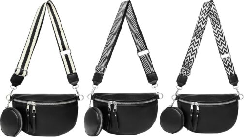 MANNUOSI Bum Bag Women's Leather Crossbody Bag Women's Shoulder Bag Women's Wide Strap Purse Shoulder Bags Fashion Waist Bags Small Modern Wide Shoulder Strap – Bild 7