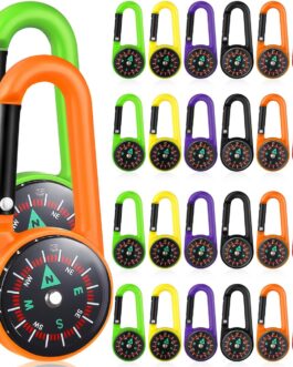 STOBOK Pack of 24 Compass Key Chains Colourful Carabiner Compass Plastic Compass Clips Pocket Compass Belt Clips for Outdoor Camping Party Toy